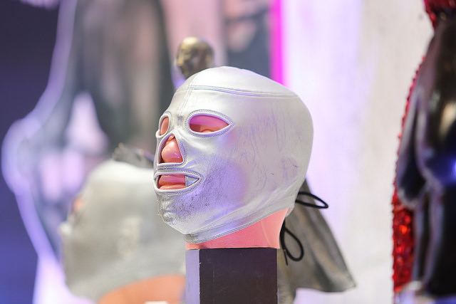 The original silver mask of El Santo on display