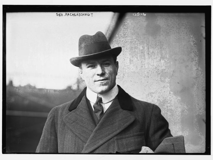 Vintage glass negative portrait of strongman wrestler George Hackenschmidt