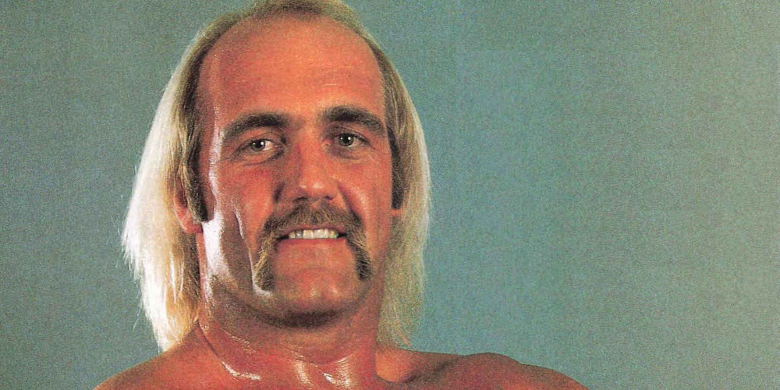 Hulk Hogan in his yellow and red ring gear around 1985