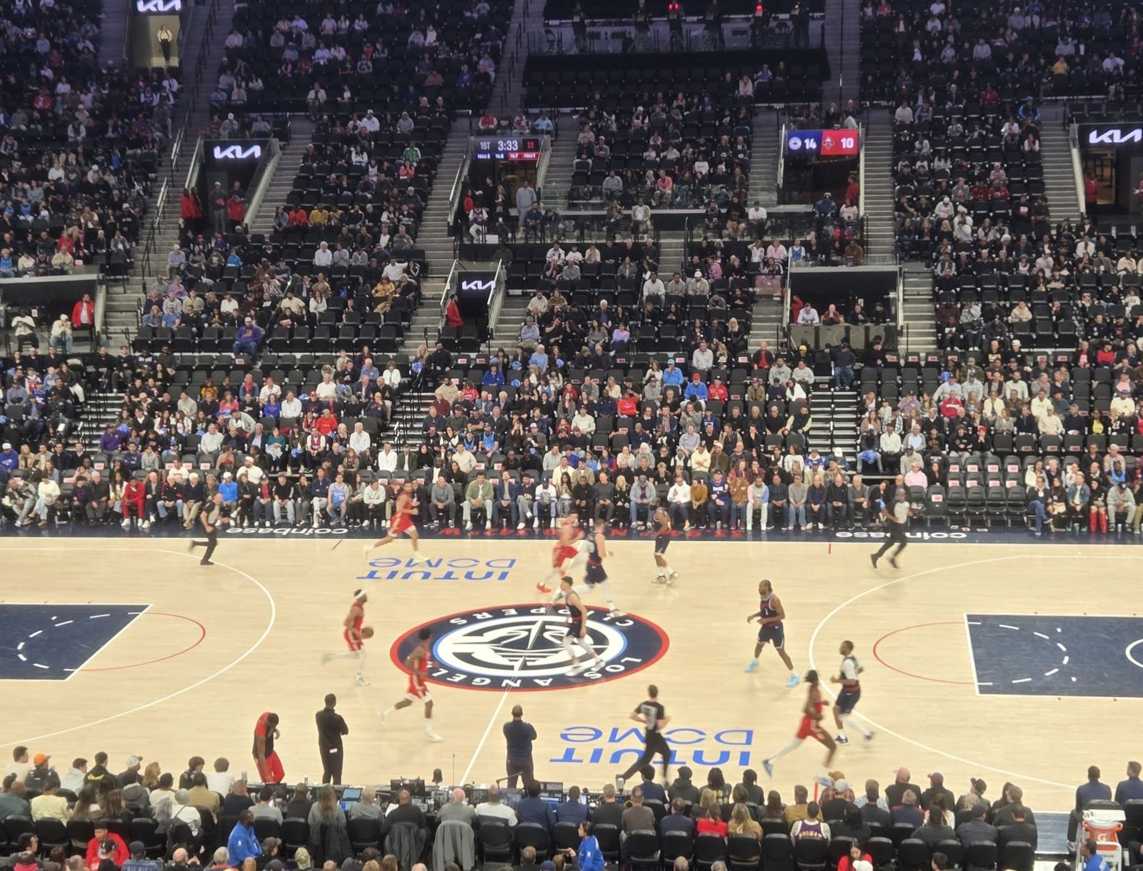 The bowl of seats around center court inside the Intuit Dome in Inglewood, California